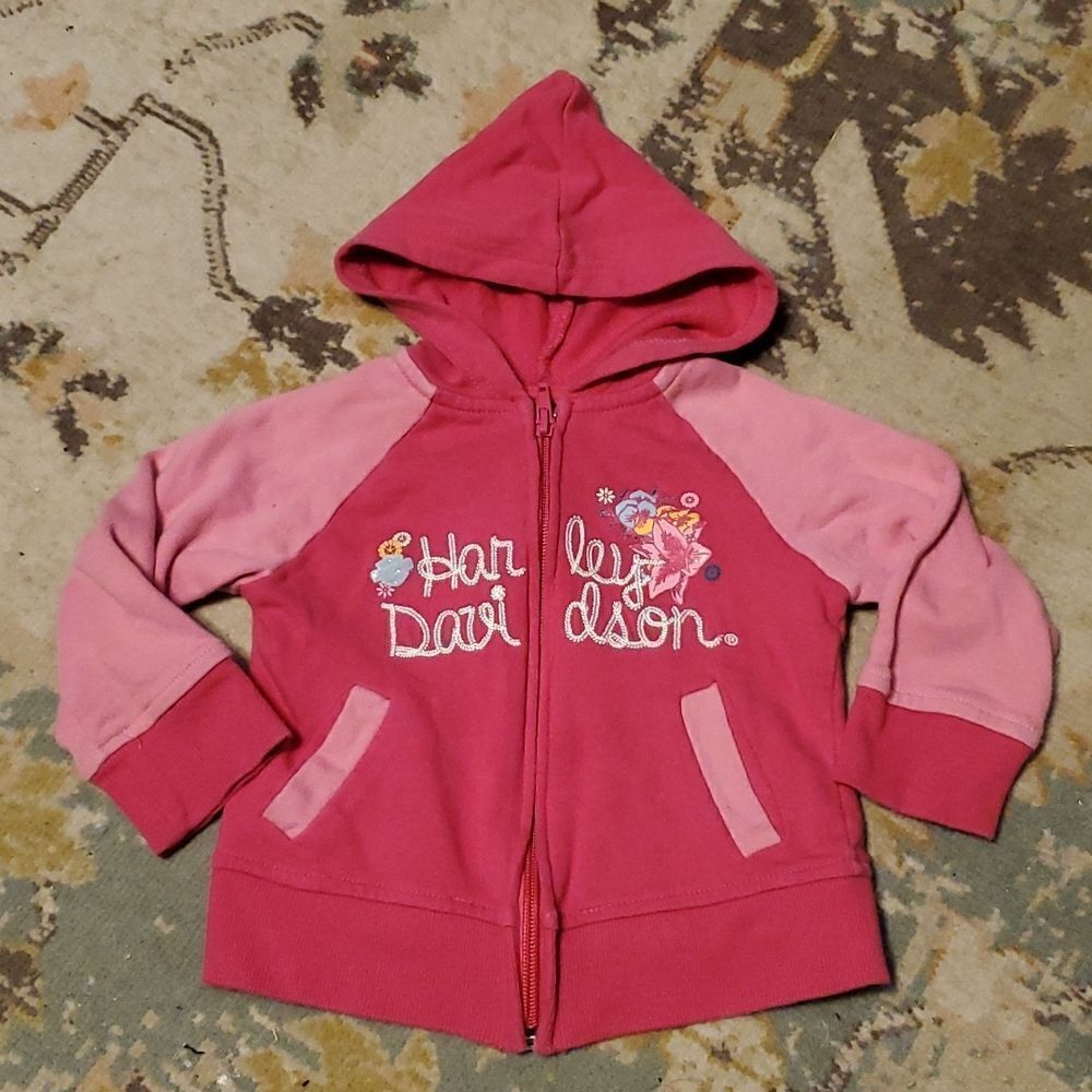 Harley‎ Davidson pink Hoodie with Harley D on the Front Size 18m Nice preowned